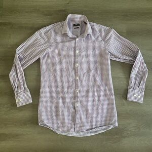 Hugo Boss Shirt Men Purple Sharp Fit Long Sleeve Dress Shirt Size 15 32/33